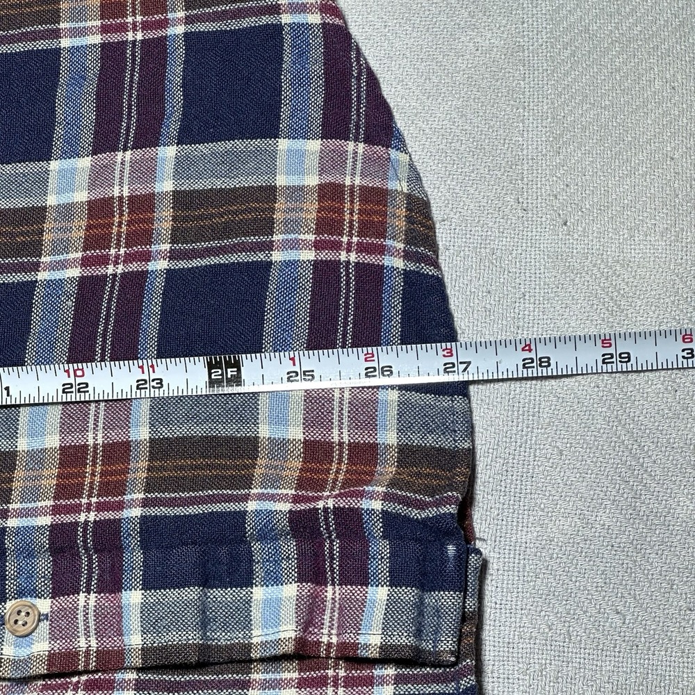 Vintage 70s 80s Sears Flannel Shirt Mens Medium Navy Plaid Acrylic‎ Dual Pocket - Picture 10 of 13